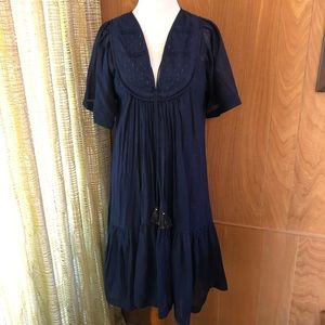 Megan Park Linen Beach Dress Metallic Thread